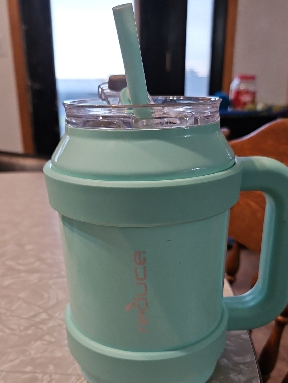 Reduce Mint Green Insulated Travel Mug with Straw and Handle